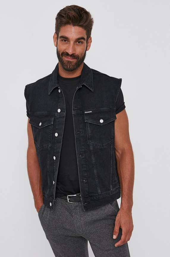 Odzież Calvin Klein Jeans Bezrękawnik jeansowy J30J319120.4890 J30J319120.4890 czarny