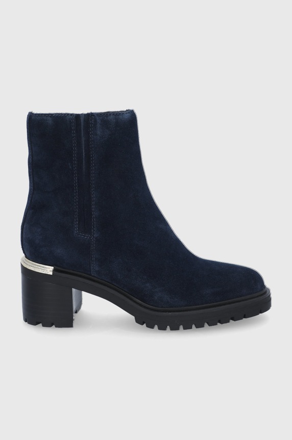 Semišové boty Tommy Hilfiger textilní námořnická modř FW0FW05940.DW5