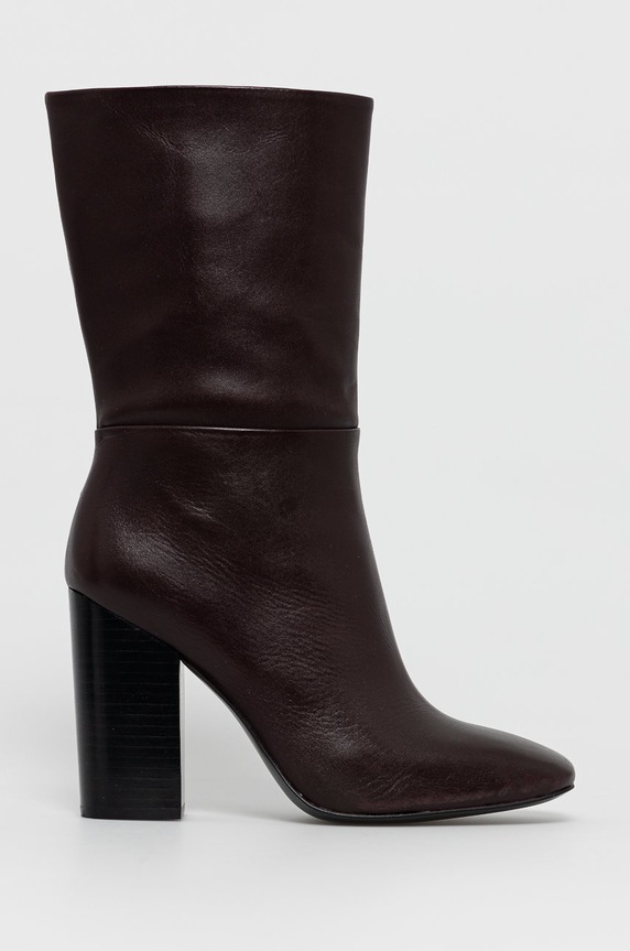 Calvin Klein bőr csizma magas burgundia E6254.BROWN