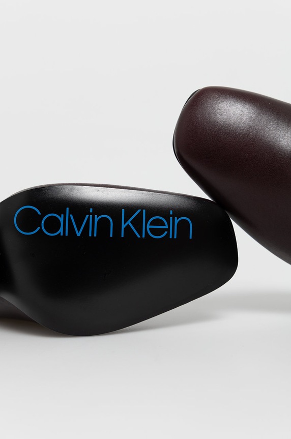Cipők Calvin Klein bőr csizma E6254.BROWN burgundia
