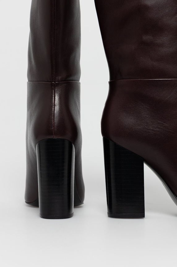 Calvin Klein bőr csizma burgundia E6254.BROWN