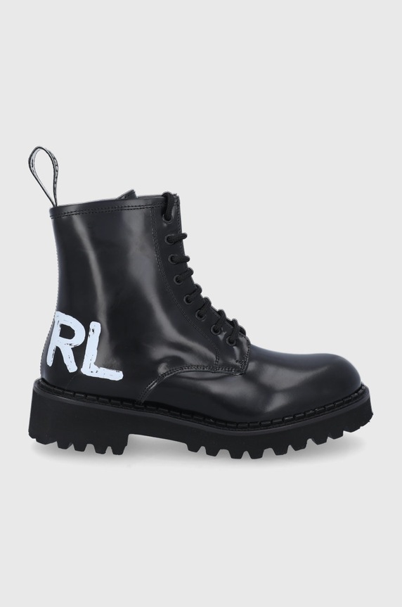 Karl Lagerfeld Workery skórzane Troupe KL45450I.Black.Lthr płaski czarny KL45450I.Black.Lthr