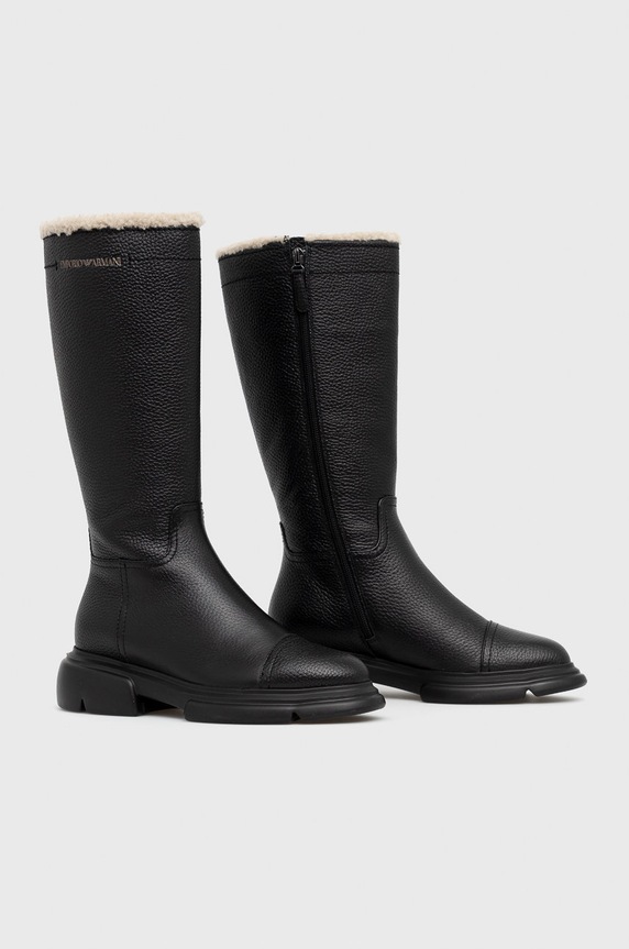Кожаные сапоги Emporio Armani X3O213.XF538.BLACK чёрный AW21