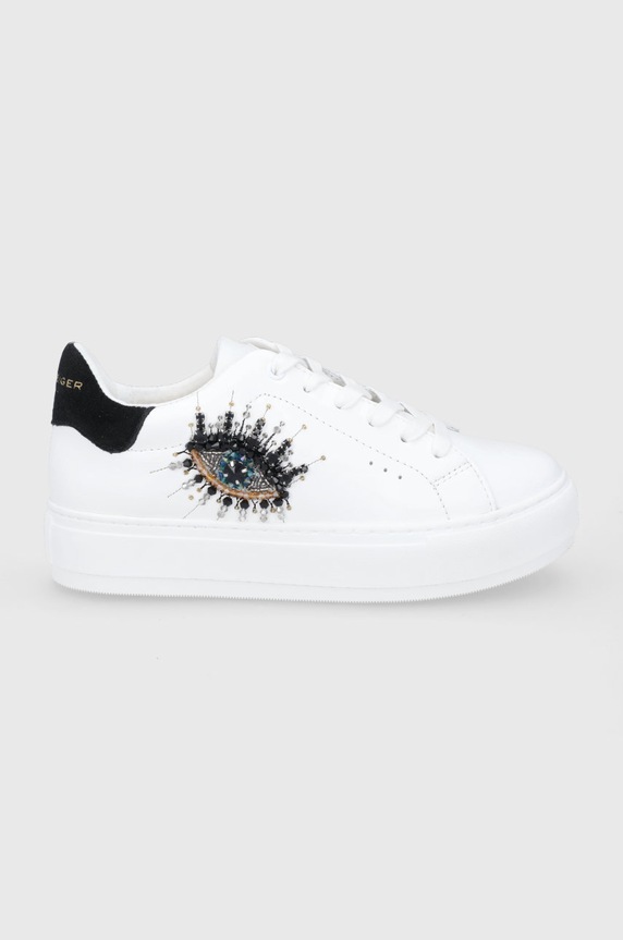 Kurt Geiger London bőr cipő Laney Eye lapos fehér 8487310109.10
