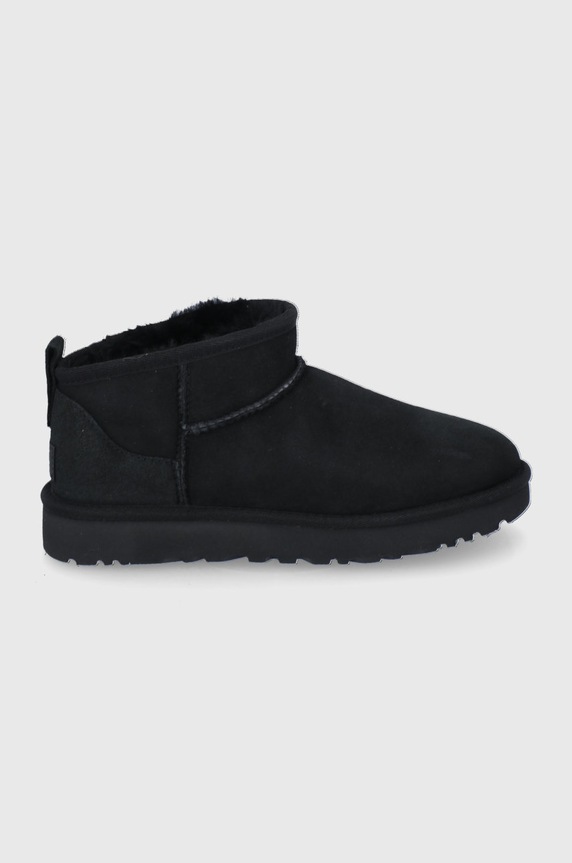 UGG cizme de zăpadă din piele întoarsă Classic Ultra Mini izolat negru 1116109.BLK
