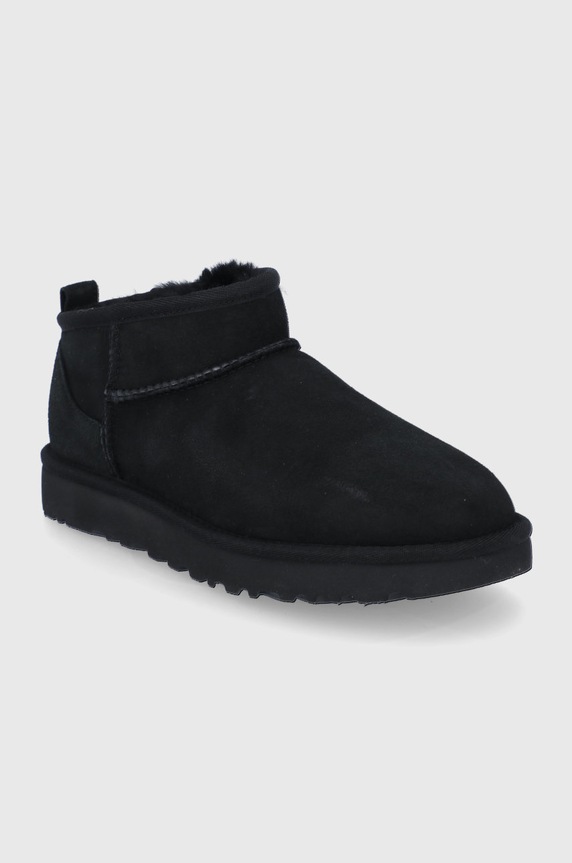 UGG cizme de zăpadă din piele întoarsă Classic Ultra Mini 1116109.BLK negru AA00