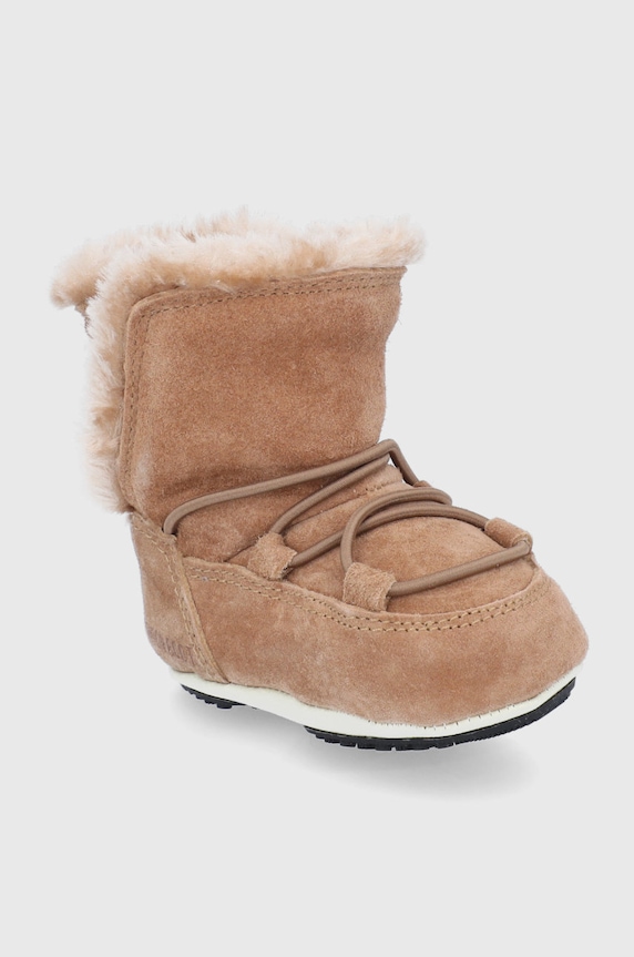 Dječje čizme za snijeg od brušene kože Moon Boot 34010300.MOON.BOOT.CRIB smeđa AW24