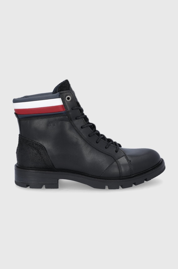 Topánky Tommy Hilfiger usňová koža čierna FM0FM03825