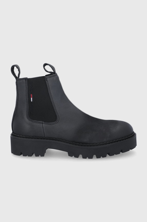 Tommy Jeans Sztyblety skórzane EM0EM00825.0IO skóra licowa czarny EM0EM00825.0IO