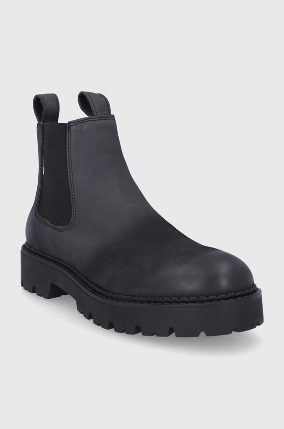 Tommy Jeans Sztyblety skórzane EM0EM00825.0IO EM0EM00825.0IO czarny AW21