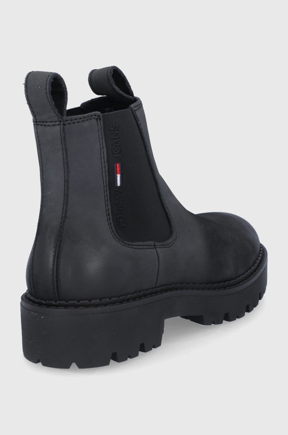 Obuwie Tommy Jeans Sztyblety skórzane EM0EM00825.0IO EM0EM00825.0IO czarny