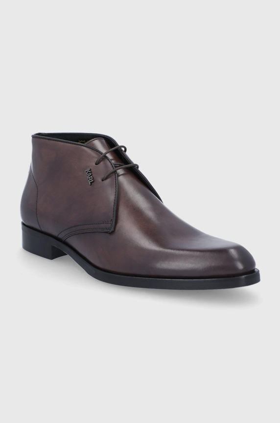 Karl Lagerfeld Buty skórzane KL12245.Dark.Brown KL12245.Dark.Brown brązowy AW21