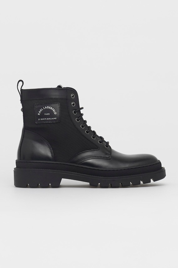 Παπούτσια Karl LagerfeldOUTLAND λείο δέρμα μαύρο KL11250.Black.Lthr