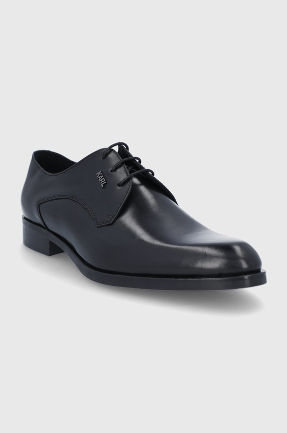 Kožené polobotky Karl Lagerfeld KL12270.Black.Lthr černá AW21