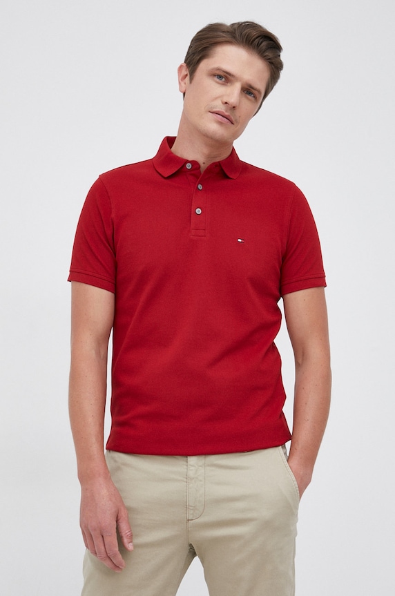 Tommy Hilfiger Polo z elastanem czerwony MW0MW17771.4890