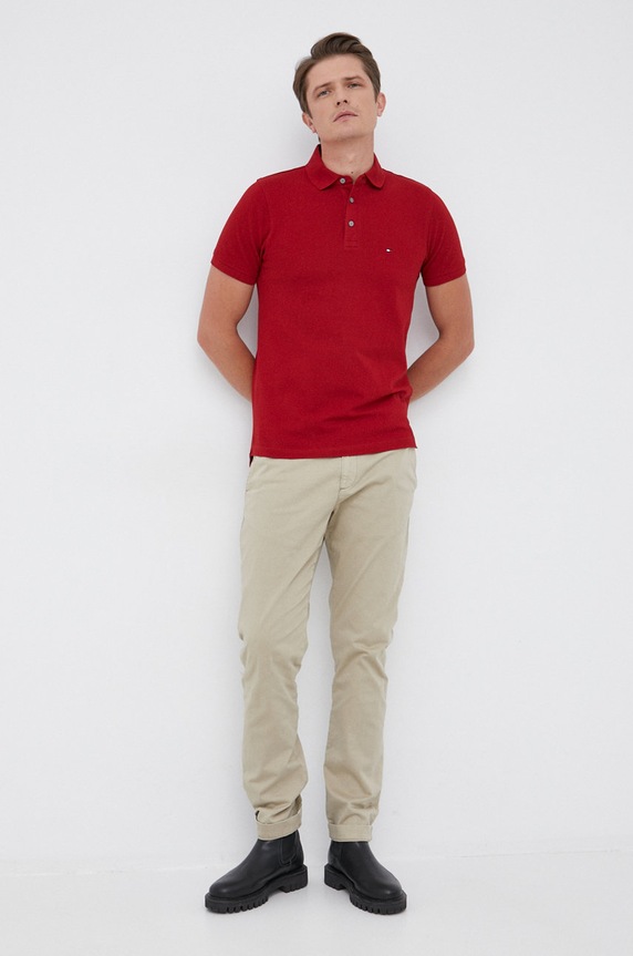 Tommy Hilfiger Polo MW0MW17771.4890 czerwony SS26