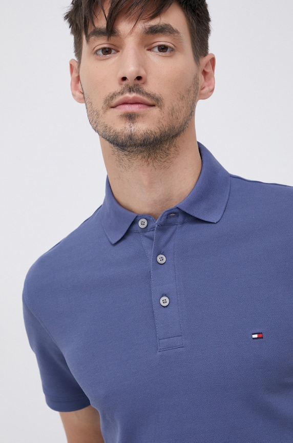 Tommy Hilfiger Polo z elastanem fioletowy MW0MW17771.4890