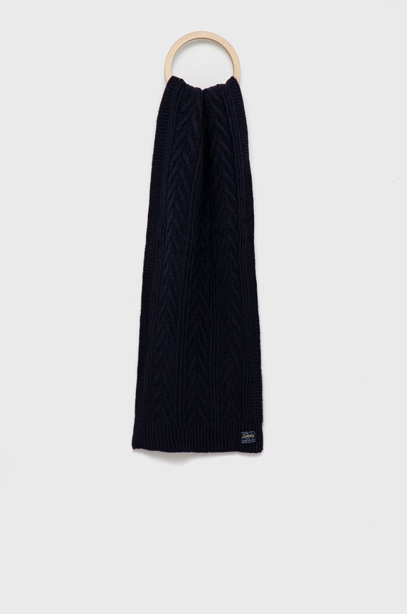 Superdry Szalik z domieszką wełny dzianina granatowy W9310045A.98T