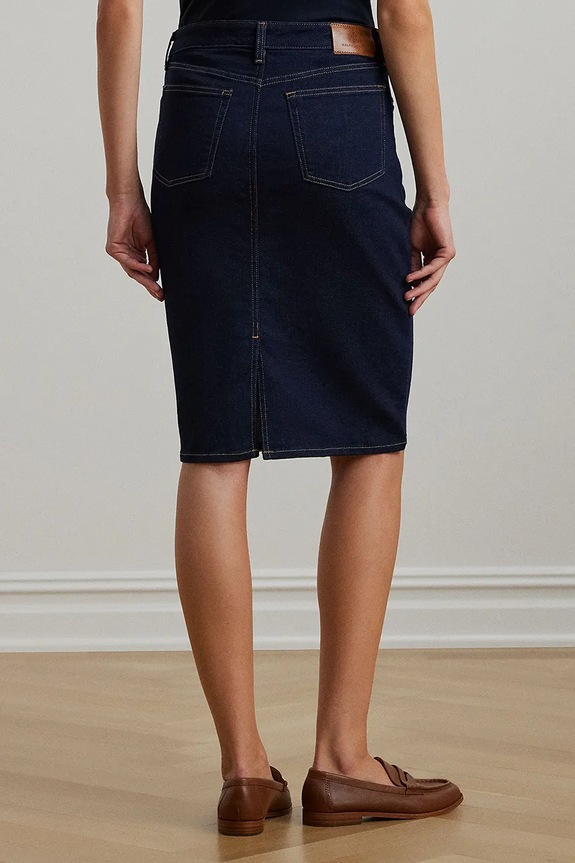 Džínová sukně Lauren Ralph Lauren 200813134001 námořnická modř AW25