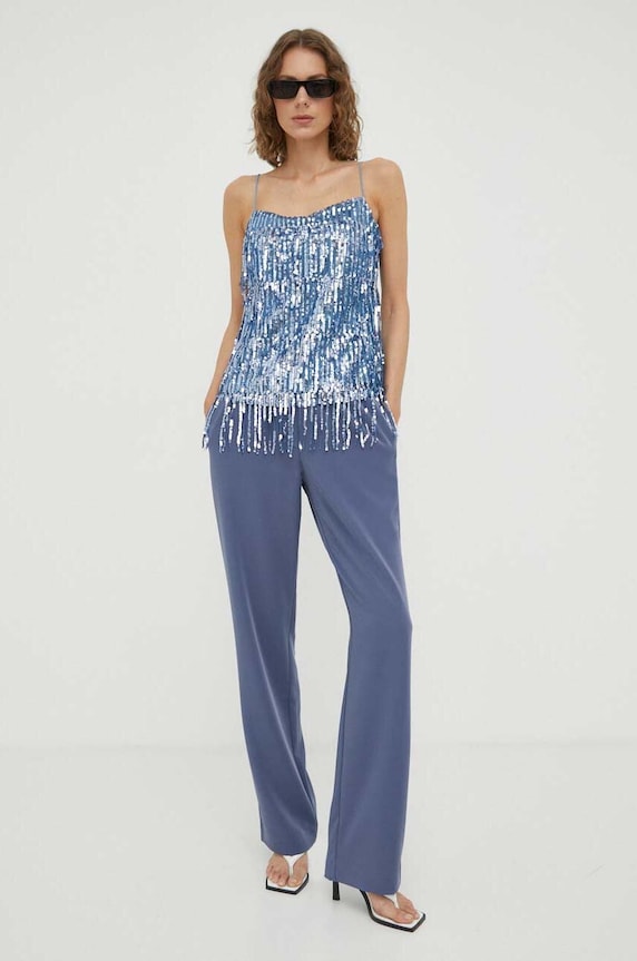 Samsoe Samsoe pantaloni F16304674 bleumarin AW25