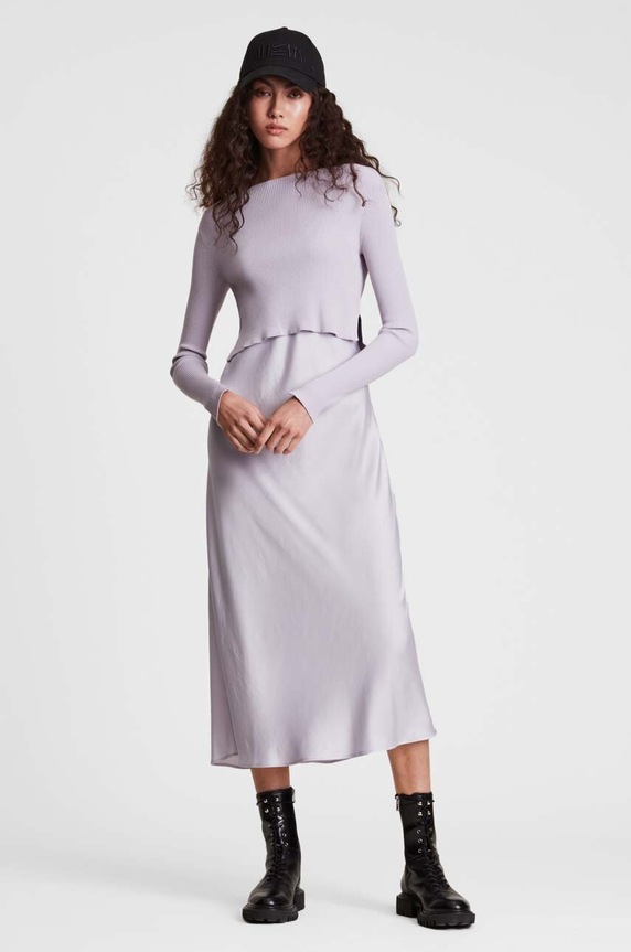 Šaty a sveter AllSaints WD199S fialová AW23