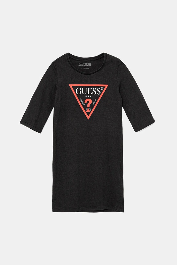 Dječja pamučna haljina Guess pletivo crna J93K51.KAUD0