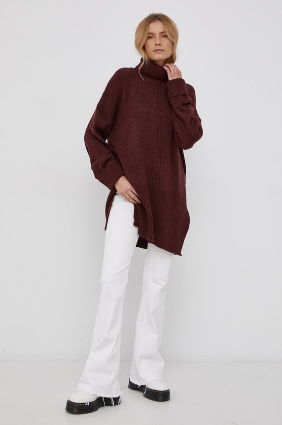 Only Sweter 15241191 bordowy AW21