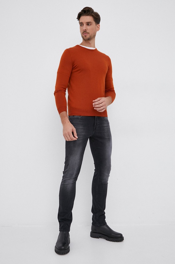 HUGO Sweter wełniany 50455987 50455987 pomarańczowy AW21