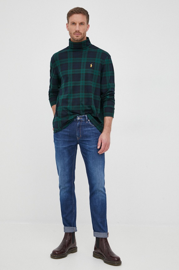Βαμβακερή μπλούζα με μακριά μανίκια Polo Ralph Lauren 710853204001 πολύχρωμο AW24