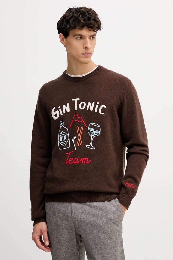 MC2 Saint Barth maglione in lana medio spessore marrone HER0001