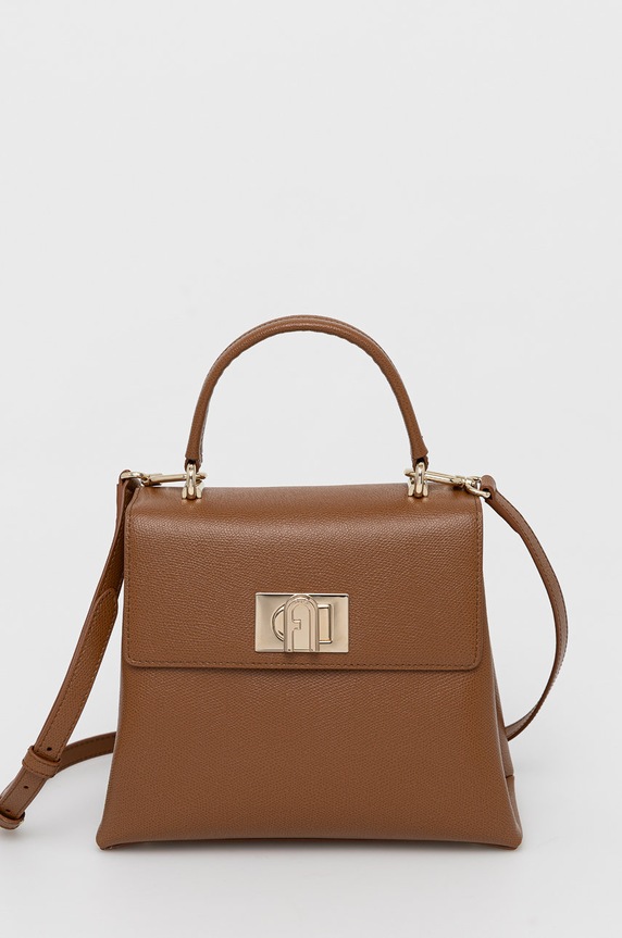 Furla Torebka skórzana skóra licowa brązowy BAKPACO.ARE000.03B00