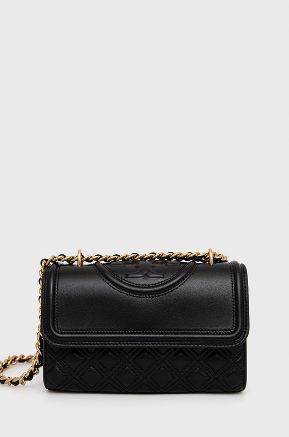Tory Burch Torebka skórzana SMALL SHOULDER skóra licowa czarny 75576.001