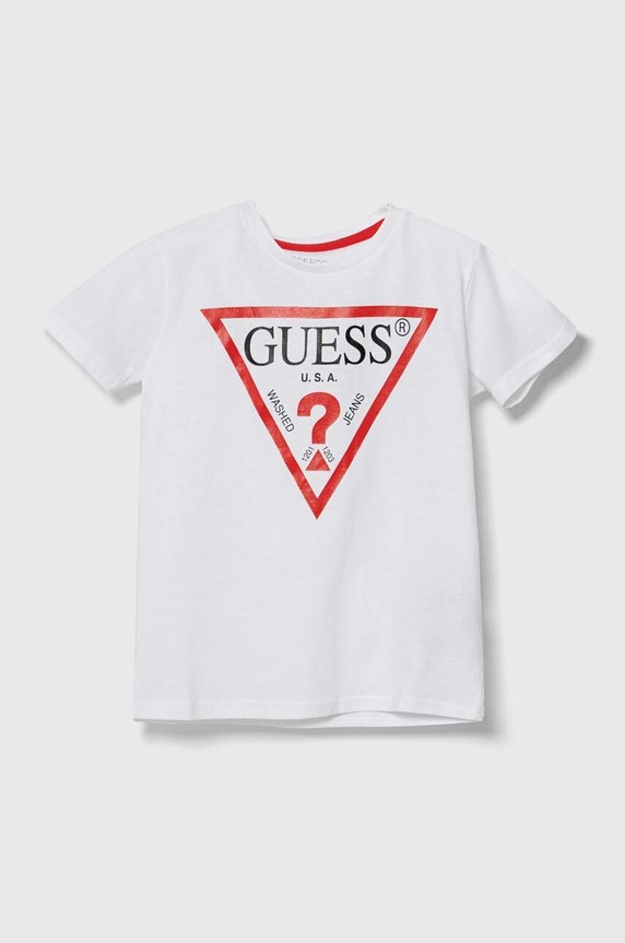 Guess T-shirt bawełniany dziecięcy L73I55.K8HM0 biały SS22