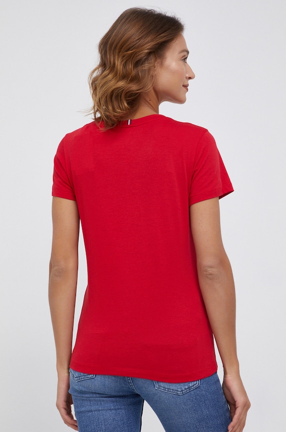 Odzież Tommy Hilfiger T-shirt bawełniany WW0WW27735.4890 czerwony