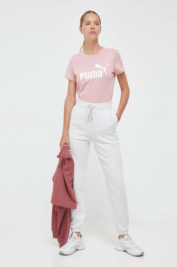 Puma t-shirt bawełniany 586774 różowy AW23