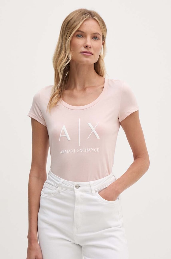 Pamučna majica Armani Exchange pamuk roza 8NYT70.YJ16Z