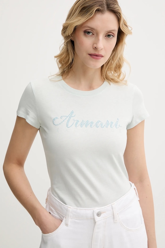 Armani Exchange t-shirt in cotone turchese 8NYT91.YJG3Z