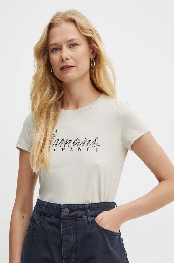Bavlnené tričko Armani Exchange béžová 8NYT91.YJG3Z