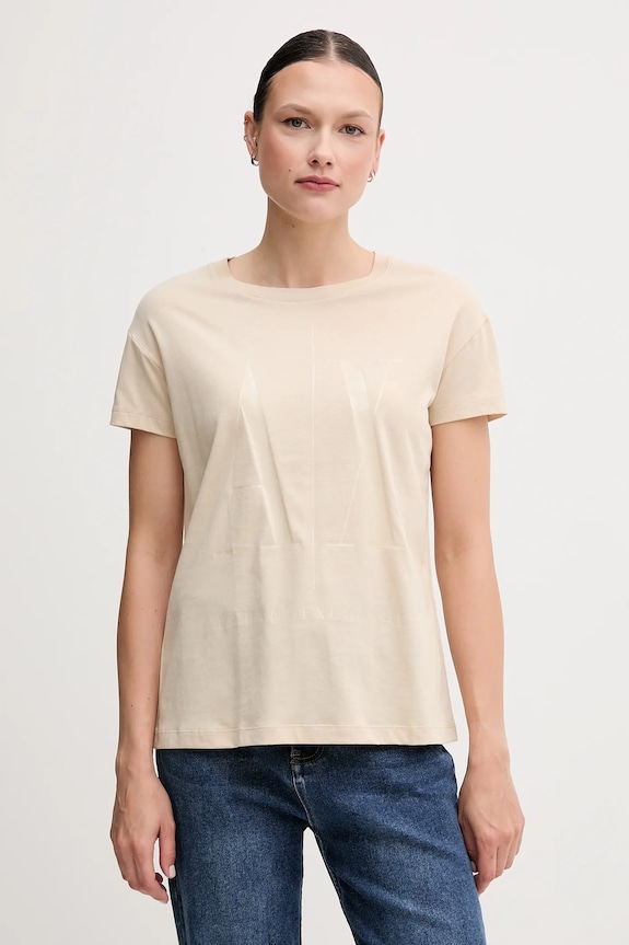 Armani Exchange t-shirt bawełniany beżowy 8NYTCX.YJG3Z