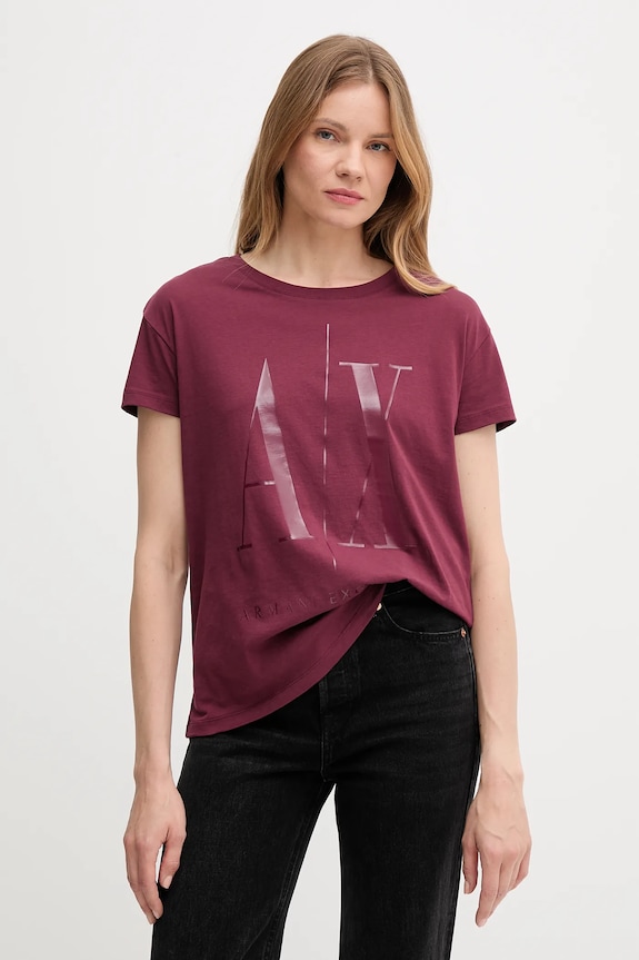 Armani Exchange pamut póló burgundia 8NYTCX.YJG3Z