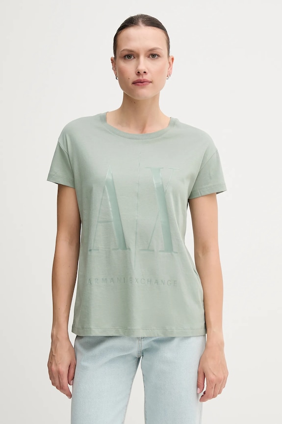 Armani Exchange t-shirt in cotone verde 8NYTCX.YJG3Z