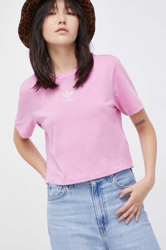 adidas Originals T-shirt bawełniany HF9199 bawełna różowy HF9199