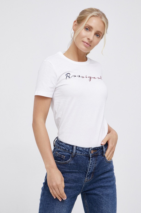 Rossignol Tricou din bumbac print alb RLKWY05