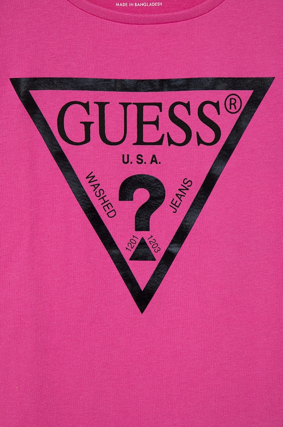 Dievča Guess - Detské bavlnené tričko K73I56.K8HM0 ružová