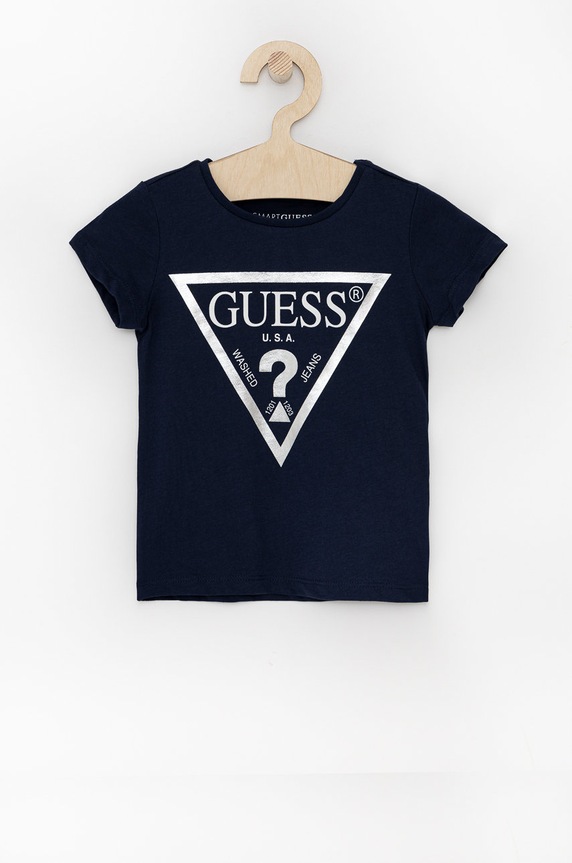 Guess T-shirt bawełniany dziecięcy nadruk granatowy K73I56.K8HM0