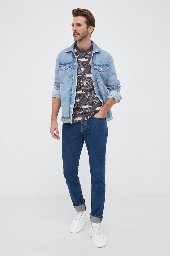 Scotch & Soda T-shirt bawełniany 163969 szary AW21