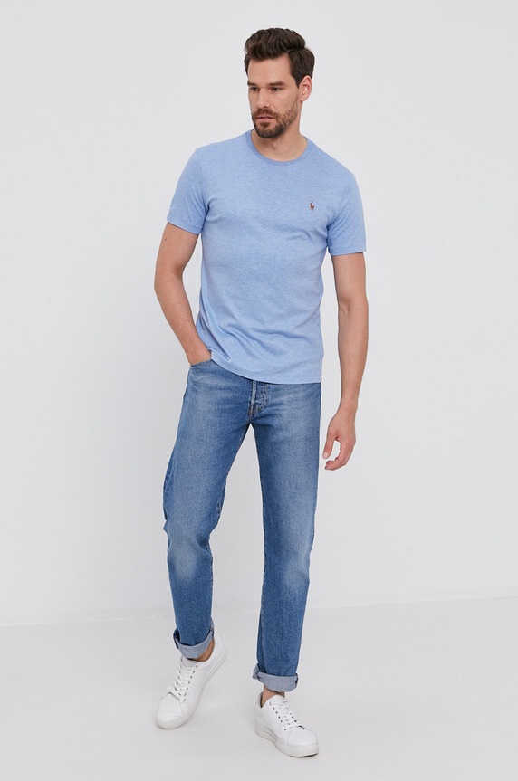 Polo Ralph Lauren T-shirt bawełniany 710740727017 bawełna niebieski 710740727017