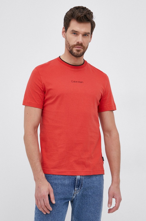 Calvin Klein T-shirt bawełniany czerwony K10K107845.4890