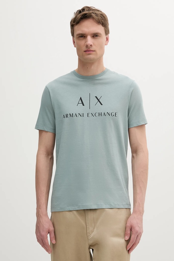 Armani Exchange pamut póló zöld 8NZTCJ.Z8H4Z