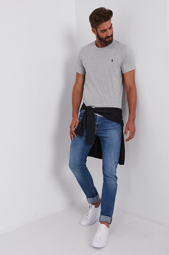Bavlněné tričko Polo Ralph Lauren 714844756003 šedá AA00